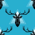 Polygonal vector Deer head. Seamless background. Graphic element for design. Royalty Free Stock Photo