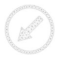 Mesh Vector Down-Left Rounded Arrow Icon