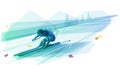 Polygonal illustration of man slalom skiing
