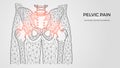 Polygonal vector illustration of pain, inflammation or injury in the pelvis and hip joint