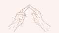 Polygonal vector illustration of touching fingers