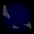 Mesh Polygonal Map of Comoros Islands with Bright Light Spots Royalty Free Stock Photo