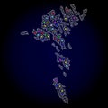 Mesh Network Map of Faroe Islands with Colorful Light Spots