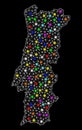 Mesh Polygonal Map of Portugal with Colorful Light Spots