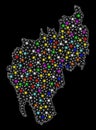 Mesh 2D Map of Tripura State with Bright Light Spots