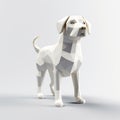 Polygonal White Labrador In Cinema4d Style On White Background