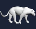 Polygonal white leopard. 3D. Leopard slowly goes