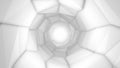 Polygonal White mesh moving and warping low poly tunnel loop