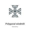 Polygonal windmill outline vector icon. Thin line black polygonal windmill icon, flat vector simple element illustration from
