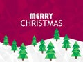 Polygonal winter snowy landscape with Christmas trees and the inscription: Merry Christmas. Viva magenta polygonal background. Royalty Free Stock Photo