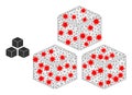 Polygonal Wire Frame Cubes Icon with Infection Nodes
