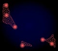 Polygonal Wire Frame Mesh Map of Comoros Islands with Red Light Spots Royalty Free Stock Photo