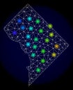 Polygonal Wire Frame Mesh Map of District Columbia with Colorful Light Spots Royalty Free Stock Photo