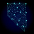 Polygonal Wire Frame Mesh Map of Nevada State with Light Spots