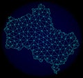 Polygonal Wire Frame Mesh Vector Abstract Map of Moscow Region Royalty Free Stock Photo