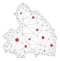 Polygonal Wire Frame Mesh Vector Drenthe Province Map with Coronavirus