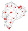 Polygonal Wire Frame Mesh Vector Ecuador Map with Coronavirus