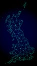 Polygonal Wire Frame Mesh Vector Map of Great Britain