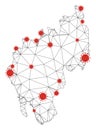 Polygonal Wire Frame Mesh Vector Tripura State Map with Coronavirus
