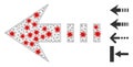 Polygonal Wire Frame Send Left Pictogram with Covid Elements