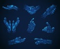 Polygonal Wireframe Hands Set