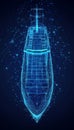 Polygonal Wireframe Rendering Of A Large Container Ship Set Against A Blue Background Royalty Free Stock Photo