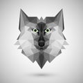 Polygonal wolf head logo, vector illustration