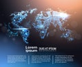 Polygonal World Map Infographic Banner With Copy Space, Global Travel And International Connection Concept Royalty Free Stock Photo