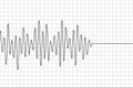 Polygraph wave line on graph paper. Black earthquake pattern isolated on white background. Seismograph icon. Detector lie. Richter