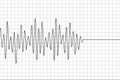 Polygraph wave line on graph paper. Black earthquake pattern isolated on white background. Seismograph icon. Detector lie. Richter Royalty Free Stock Photo