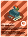 Polygraphy color isometric poster