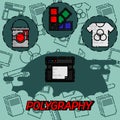 Polygraphy flat concept icons Royalty Free Stock Photo