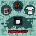 Polygraphy flat concept icons