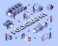 Polygraphy Isometric Flowchart Royalty Free Stock Photo