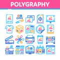 Polygraphy Printing Service Icons Set Vector