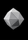 Polyhedron with black and white striped faces for graphic design
