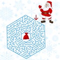 Polyhedron maze riddle game, find way your path. Help the Santa Claus Royalty Free Stock Photo