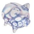 Polymath (POLY) Clear Glass piggy bank with decreasing piles of crypto coins.