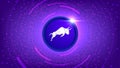 Polymath POLY coin crypto currency themed banner. POLY icon on modern purple color background