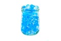 Polymer gel. Gel balls. balls of blue and transparent hydrogel,