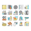Polymer Material Industry Goods Icons Set Vector