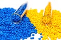 Polymeric dye. Colorant for the granules. Plastic pellets. Royalty Free Stock Photo