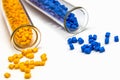 Polymeric dye. Colorant for the granules. Plastic pellets. Royalty Free Stock Photo