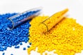 Polymeric dye. Colorant for plastics. Pigment in the granules.