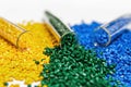 Polymeric dye. Colorant for plastics. Pigment in the granules.