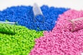 Polymeric dye. Colorant for plastics. Pigment in the granules. Royalty Free Stock Photo