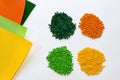 Polymeric dye. Plastic pellets. Colorant for the granules. Polymer beads Royalty Free Stock Photo