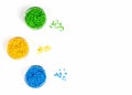 Polymeric dye. Plastic pellets. Colorant for plastics. Pigment in the granules Royalty Free Stock Photo