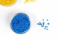 Polymeric dye. Plastic pellets. Colorant for plastics. Pigment in the granules Royalty Free Stock Photo