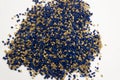 Polymeric dye. Plastic pellets. Colorant for plastics. Pigment in the granules Royalty Free Stock Photo